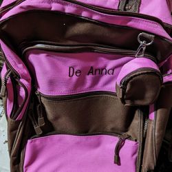 NEW Monogramed De Anna Rolling Bookbag With A Collapsible Handle. Great For School Or Suitcase.