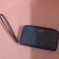 Navy Blue Coach Wristlet 