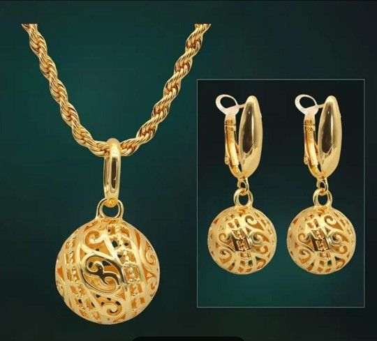 18k Gold Plated Copper Jewelry Set for women.
