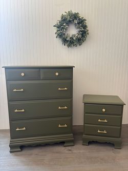 Refinished Vintage Dresser and Nightstand Set
