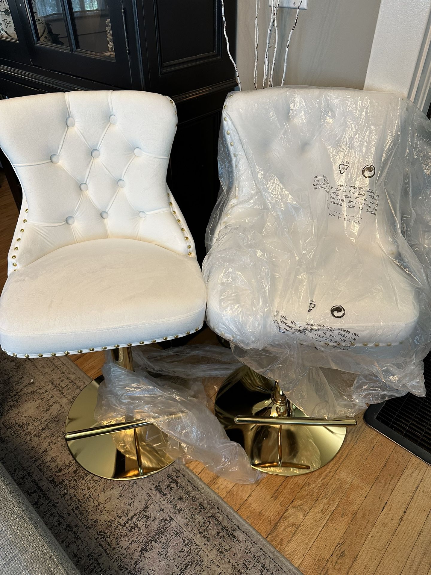 White Velvet Barstools