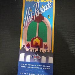Vintage 1/29/88 Unused Super Bowl XXii Hit Parade Party North Island Air Station Ticket 