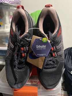 Ortholite ASICS Women’s rubber shoes,size#8,gray with Orange Sole