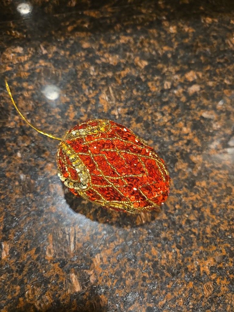 Red Gold Sequin Christmas Ornament – 4”
