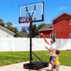 Basketball Hoop for Outdoor, Fehomix Adjustable Height 7-10 FT, Portable Basketball Goal System with 45" Shatterproof Backboard, Wheels & Water Base,