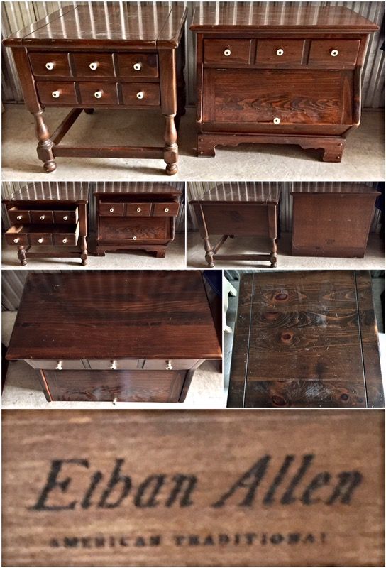 Two Ethan Allen Dark Antiqued Pine Old Tavern End Tables For In 80sold