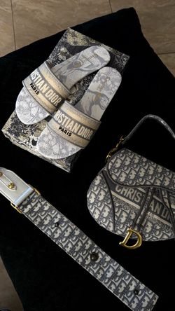Christian Dior Saddle Bag and Slides Set
