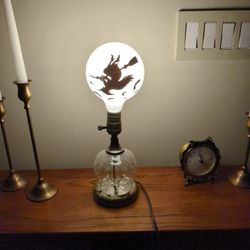 Vintage Crystal Halloween Witch Lamp