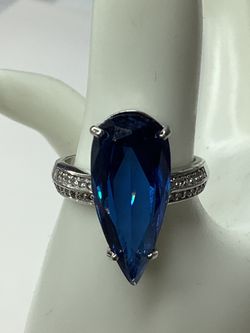 Sterling Silver Blue Topaz Lab Created Ring