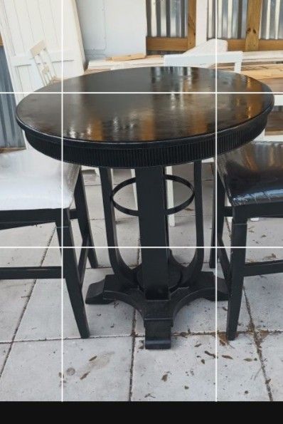 Round Wooden Black Table No Chairs Just Table Free 