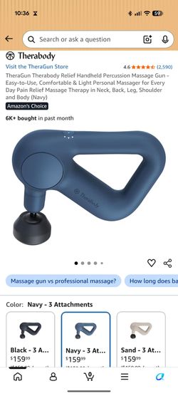 TheraGun Therabody Relief Handheld Percussion Massage Gun - Easy-to-Use, Comfortable & Light Personal Massager for Every Day Pain Relief Massage Thera