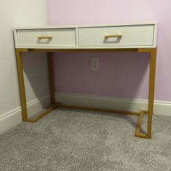 White & Gold Trim Desk 