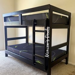 Solid Wood Twin/Twin Bunk Bed With Both Mattresses $560