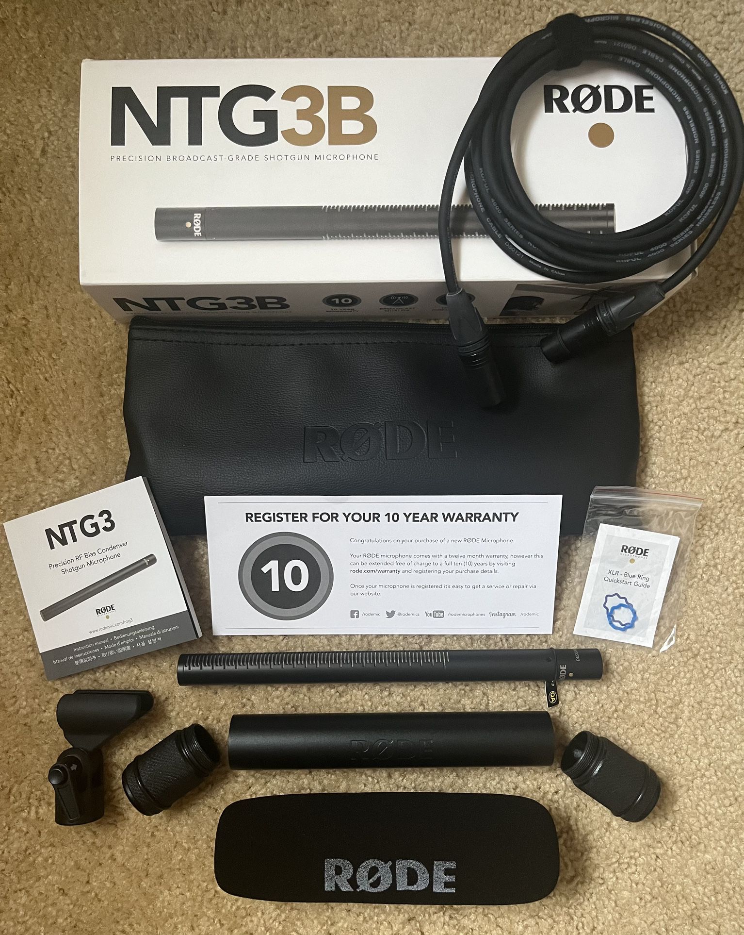 Rode NTG-3B Shotgun Condenser Microphone w/ XLR Cable