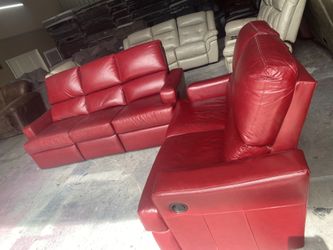 Leather sofa & loveseat