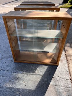 Wood and Glass Display Cabinet with Shelves