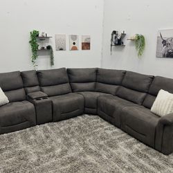 Gray Sectional Couch Power Recliner - Free Delivery 