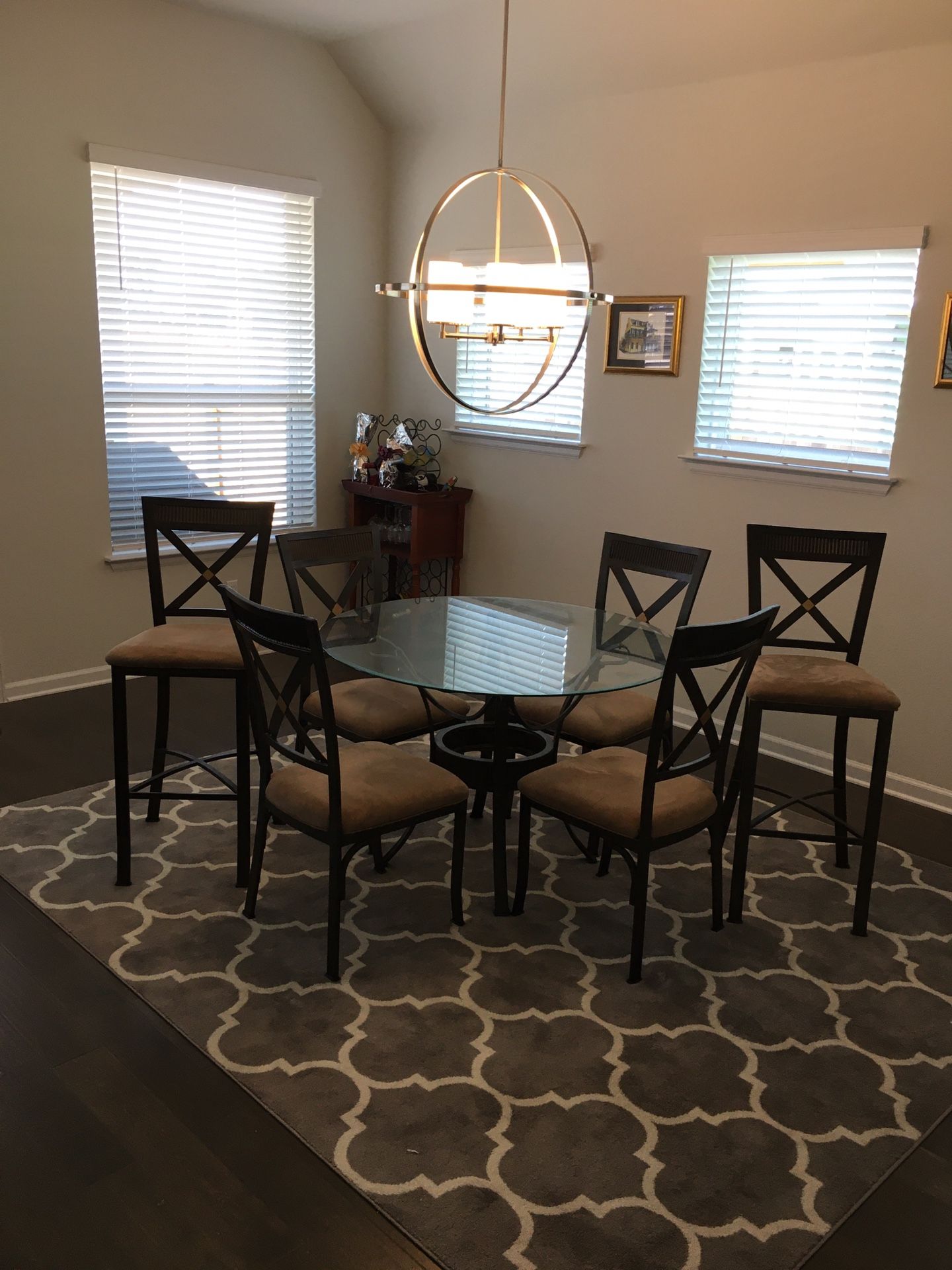 Glass Dining Room Set with Matching Bar Stools