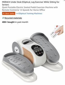 MERACH Under Desk Elliptical, Leg Exerciser While Sitting for Seniors Quiet Portable Electric Seated Pedal Exerciser Machine with Remote Control & 12-