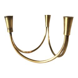 1960's Scandinavian Design Triple Brass Candle Holder