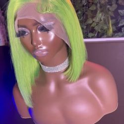 Glow in the dark Ready To Wear Wig 10 Inch 100% Human Hair 