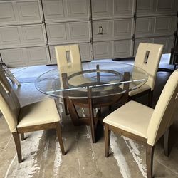 Glass Dining Table With 4 Chairs Included