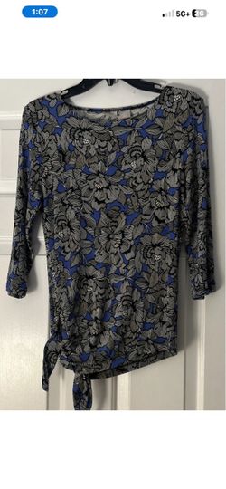 Women's Chico Travelers A-Line Floral Blouse OOP Black Floral Print
