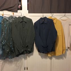 Lot Of 6 Men’s Winter Shirts Izod Dockers Saddlebred Large L