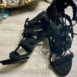 Sexy Braided Suede Lace up Heels By Carlos. Worn Inside The House Only Size 9. Super Sexy $15