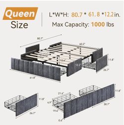 Queen bed frame with storage