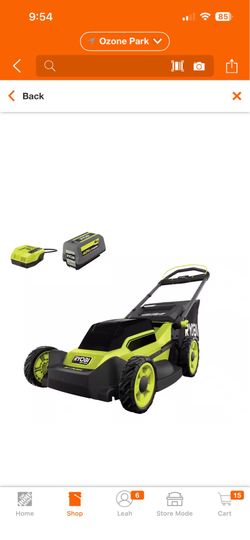 Title:RYOBI 40V Brushless 20" Cordless Lawn Mower Kit (Battery & Charger Included)