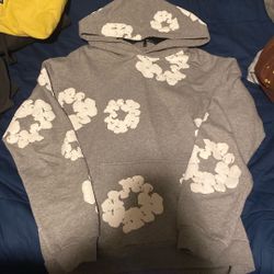 Grey Denim Tear Hoodie