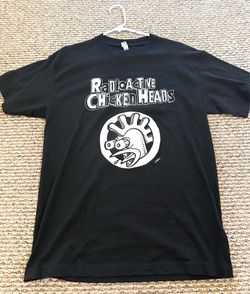 Radioactive Chicken Heads Y2K Black Punk Rock Graphic Shirt Men’s Medium