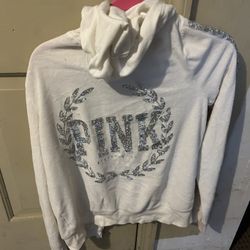 White Pink Brand Jacket Cropped Sparkle Design 