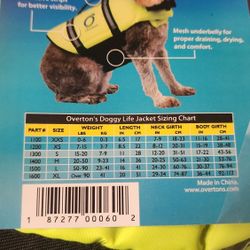 Overton's DOG LIFE JACKETS, assorted Sizes