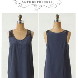 Anthropologie Floreat Blue Sequin Epaulette Tank Sz 6