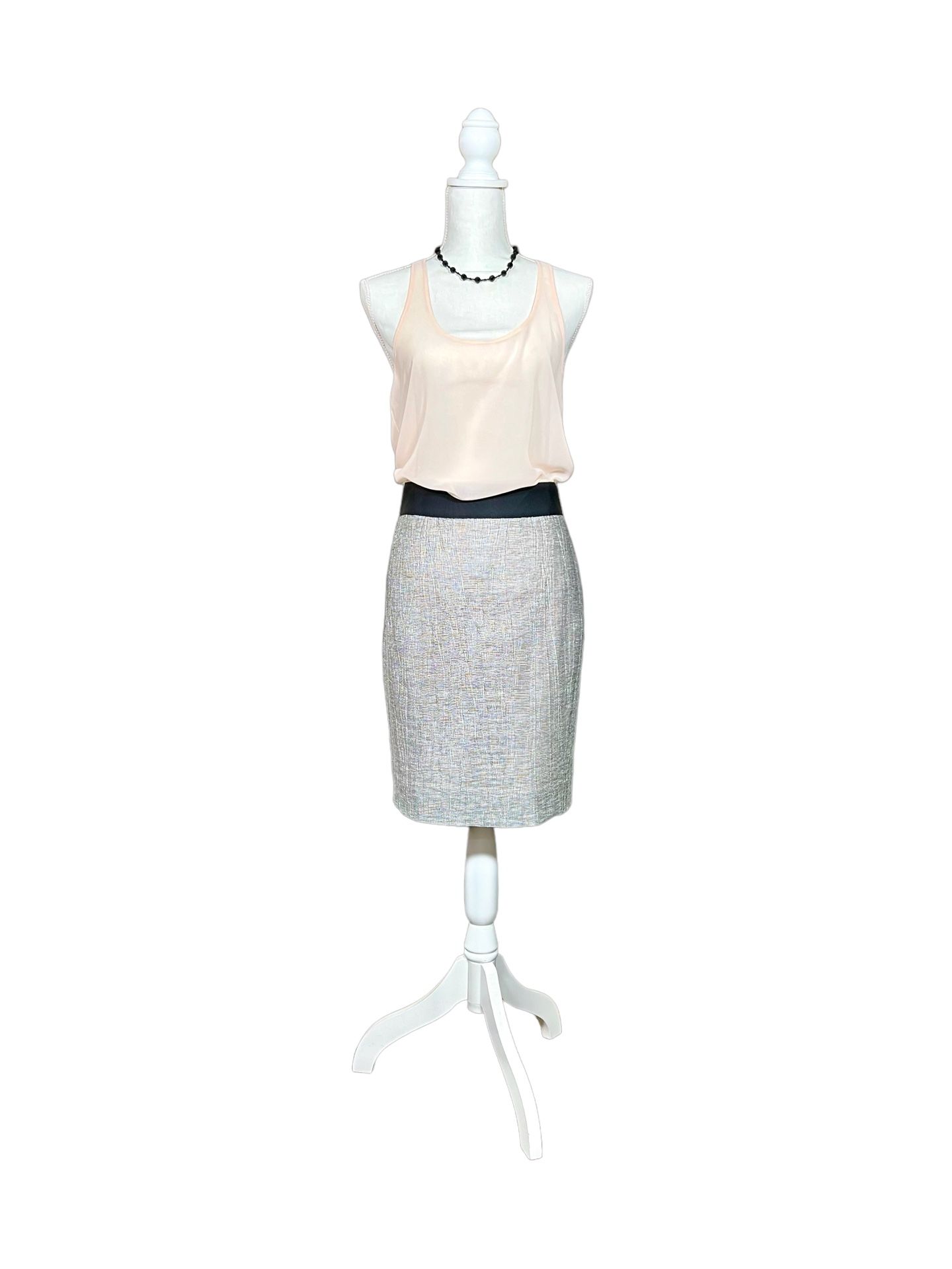 J. Crew Crinkled Linen Grey Black Pencil Skirt Sz 6, S