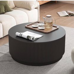 Modern Round Coffee Table with lift top storage