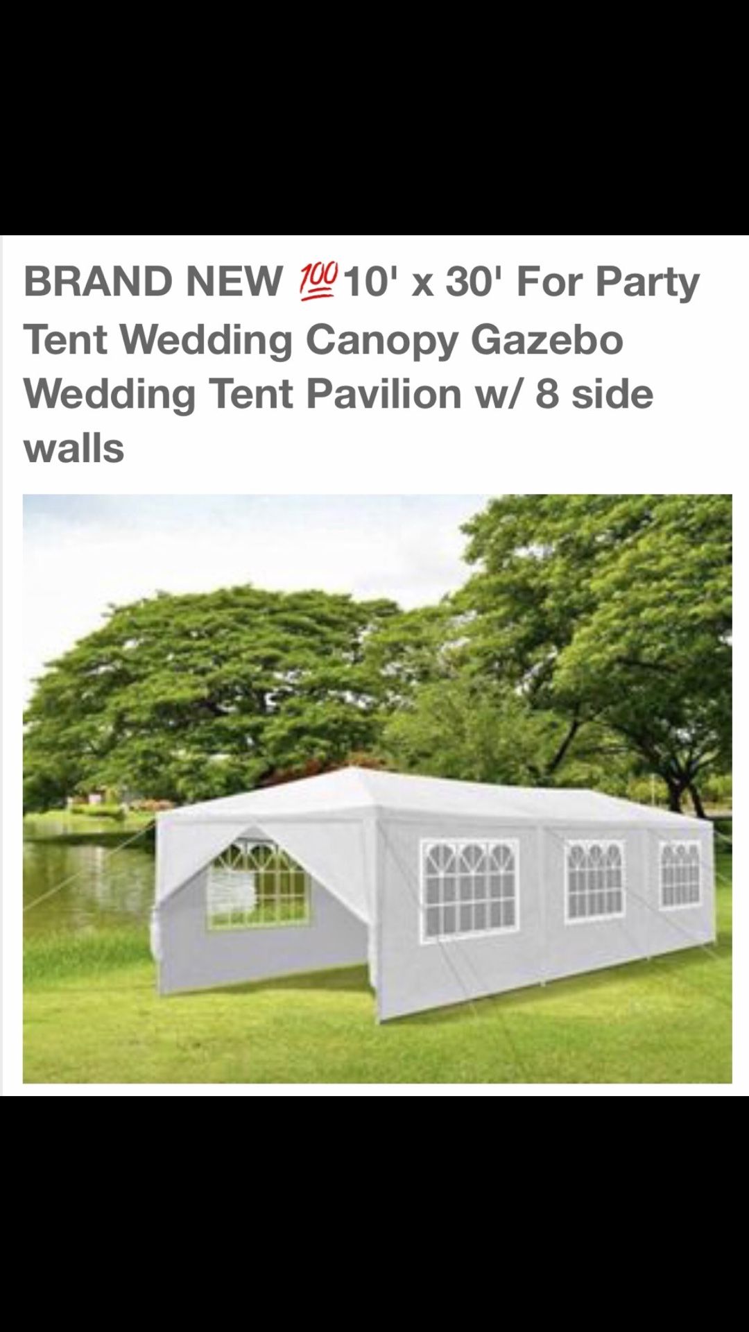 BRAND NEW 10x30 FOR PARTY TEND WEDDING CANOPY GAZEBO WEDDING TENT PAVILION W/8 SIDE WALLS