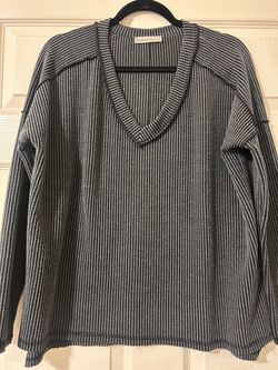 Light Gray Long Sleeve Drape Neck Top zenana