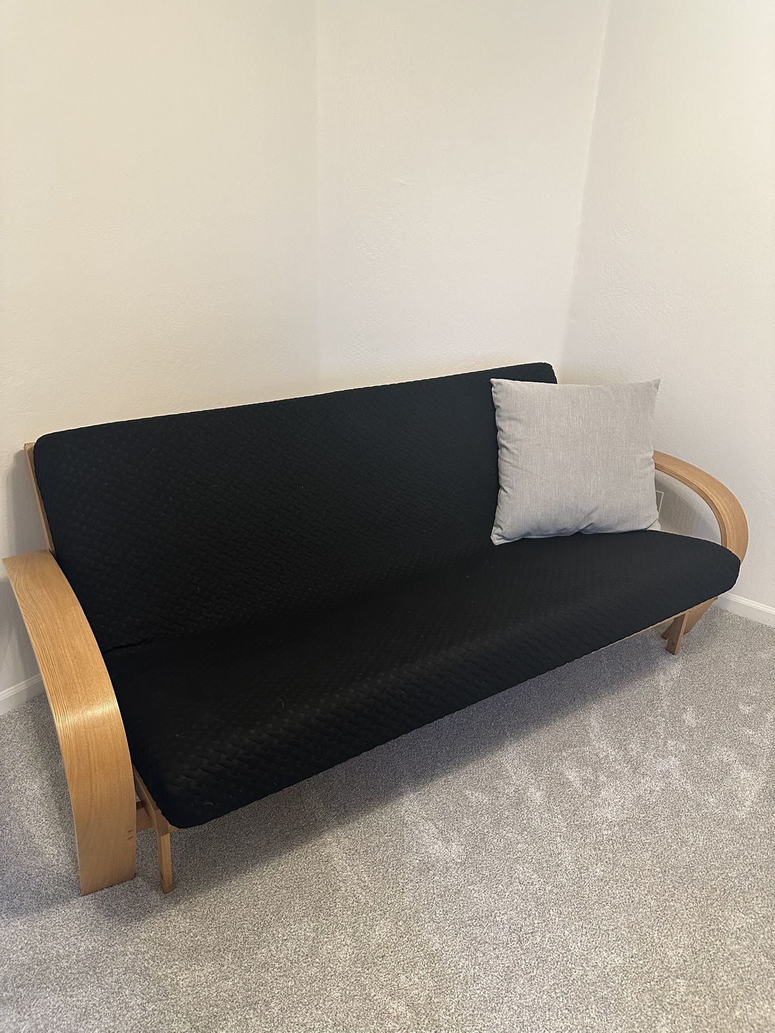 Full Size Futon Frame Natural Wood Color (Mattress Not Included)