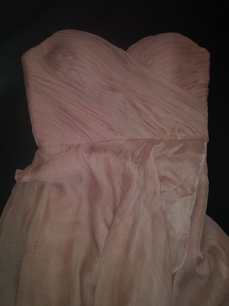 Size 2 Blush Pink Strapless Long Formal Layered Dress