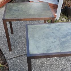 Harry lunstead designer mid century black walnut metal tables