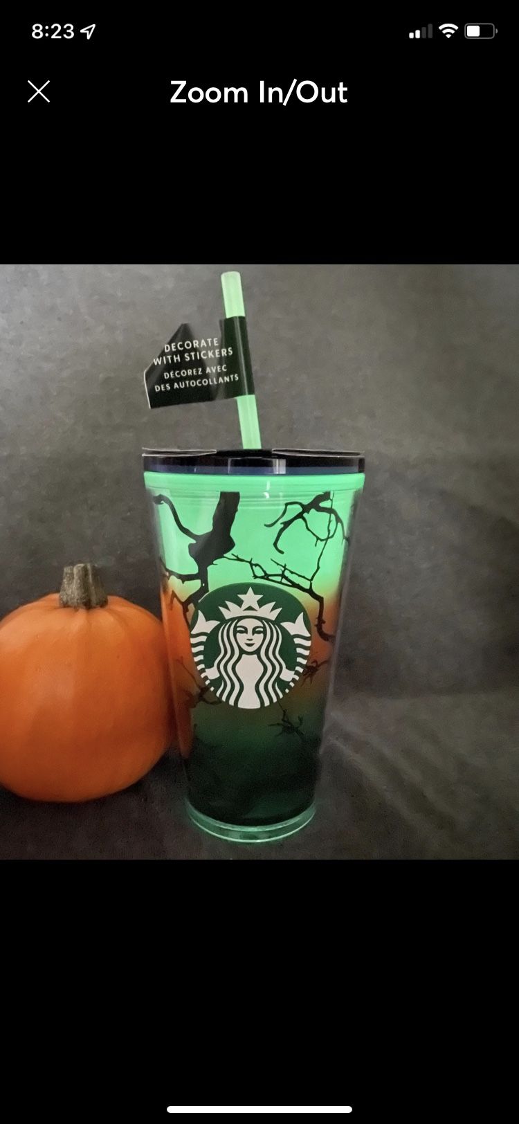 *NWT* Starbucks Halloween Tumbler Cup Ravens Perch Glow in the Dark 16oz 2022