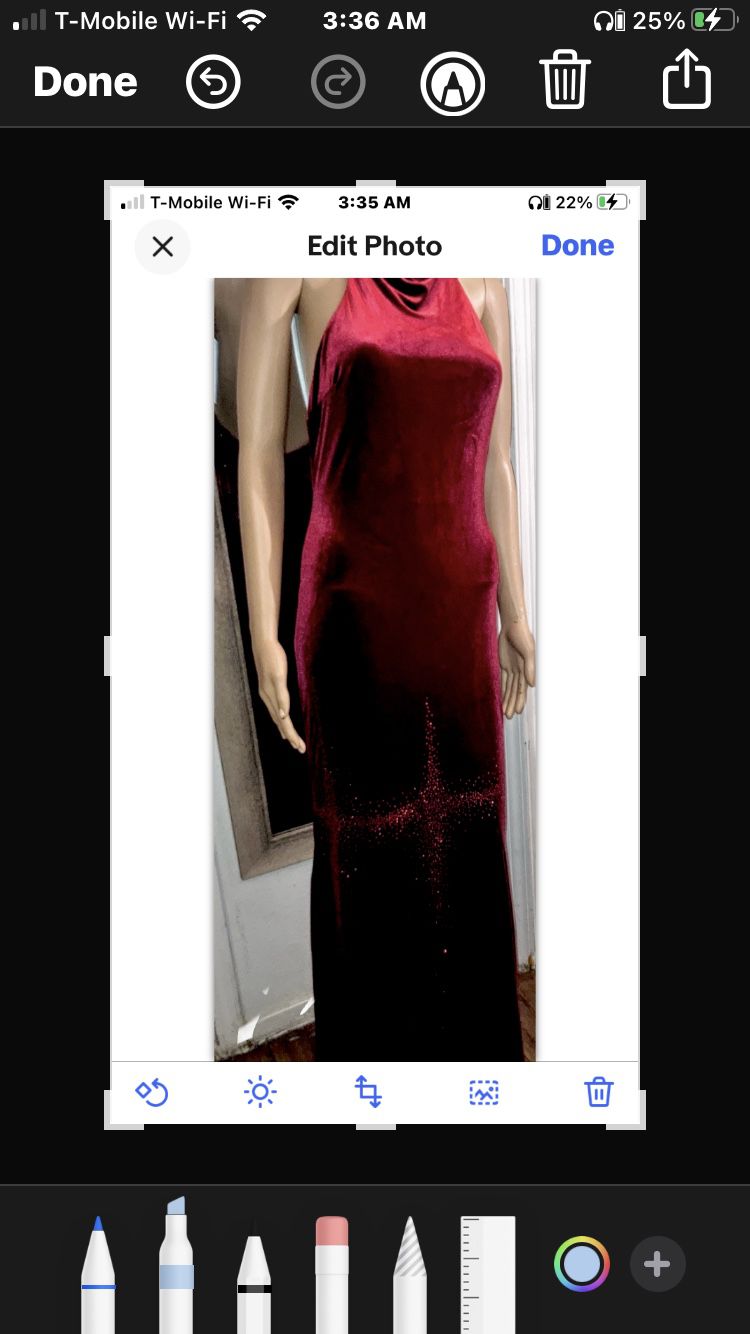 DesignerJessica McClintock - Crused Red Velvet -Maxi Dress- Halter Top- Size 8-12   