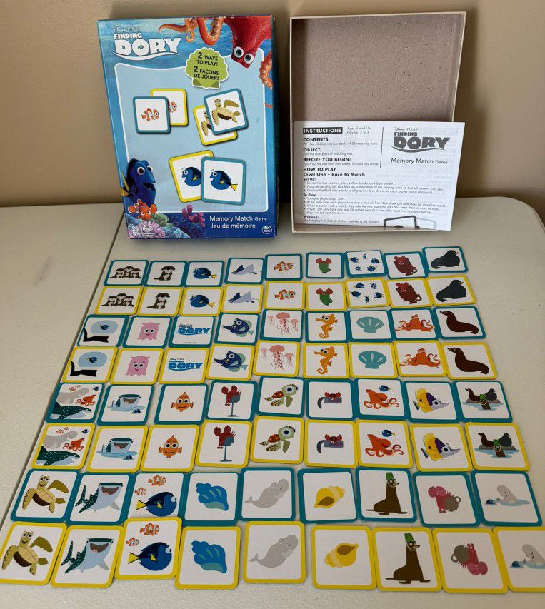 Disney Finding Dory Memory Match Game With 72 Memory Match Cards   - Complete 
