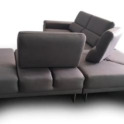 Genuine Leather Gray Sectional 