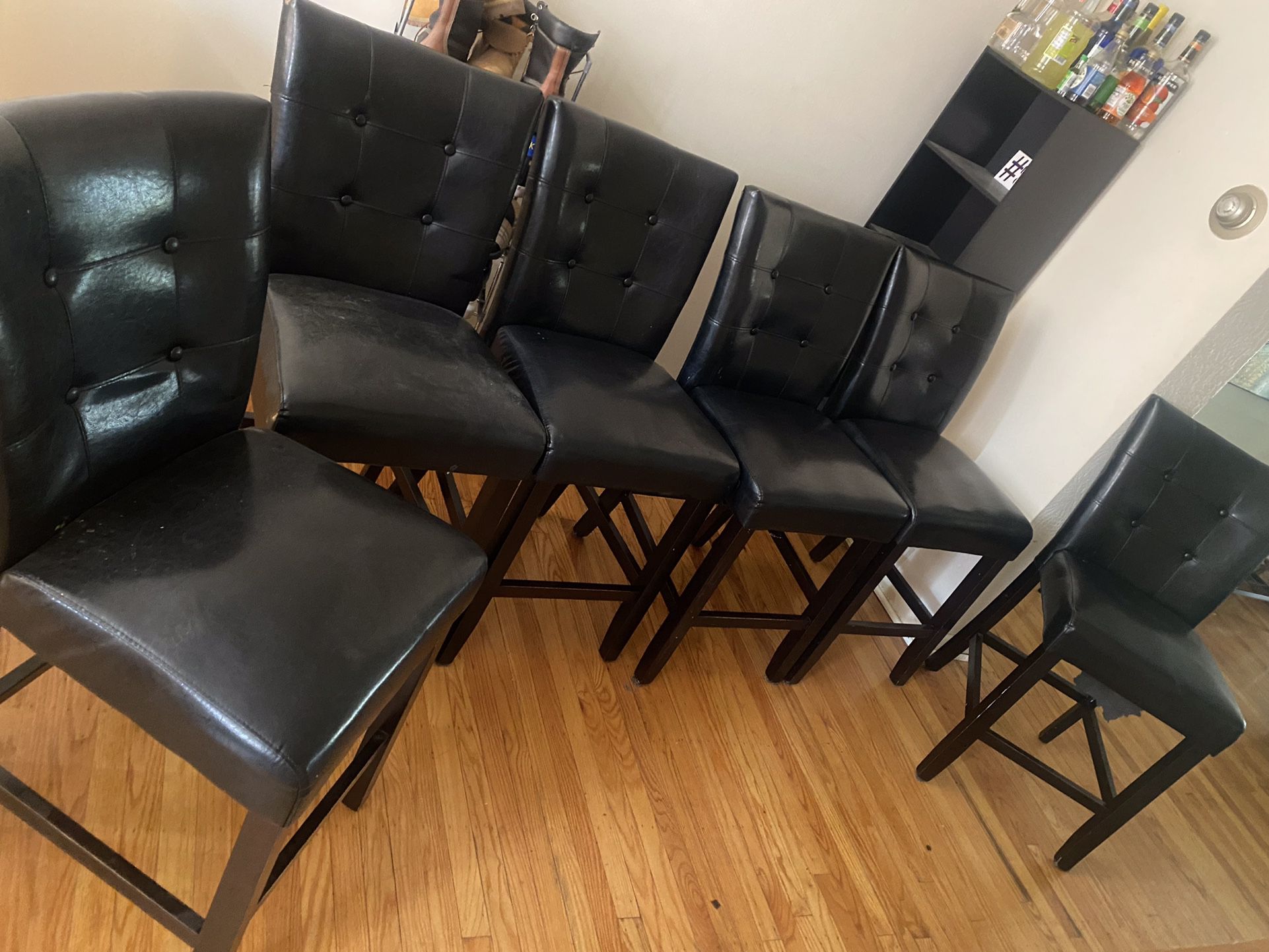 Authentic Brown Leather High Chairs 
