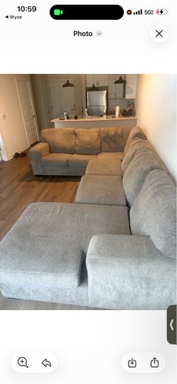Gray Fabric Sectional Sofa with Chaise