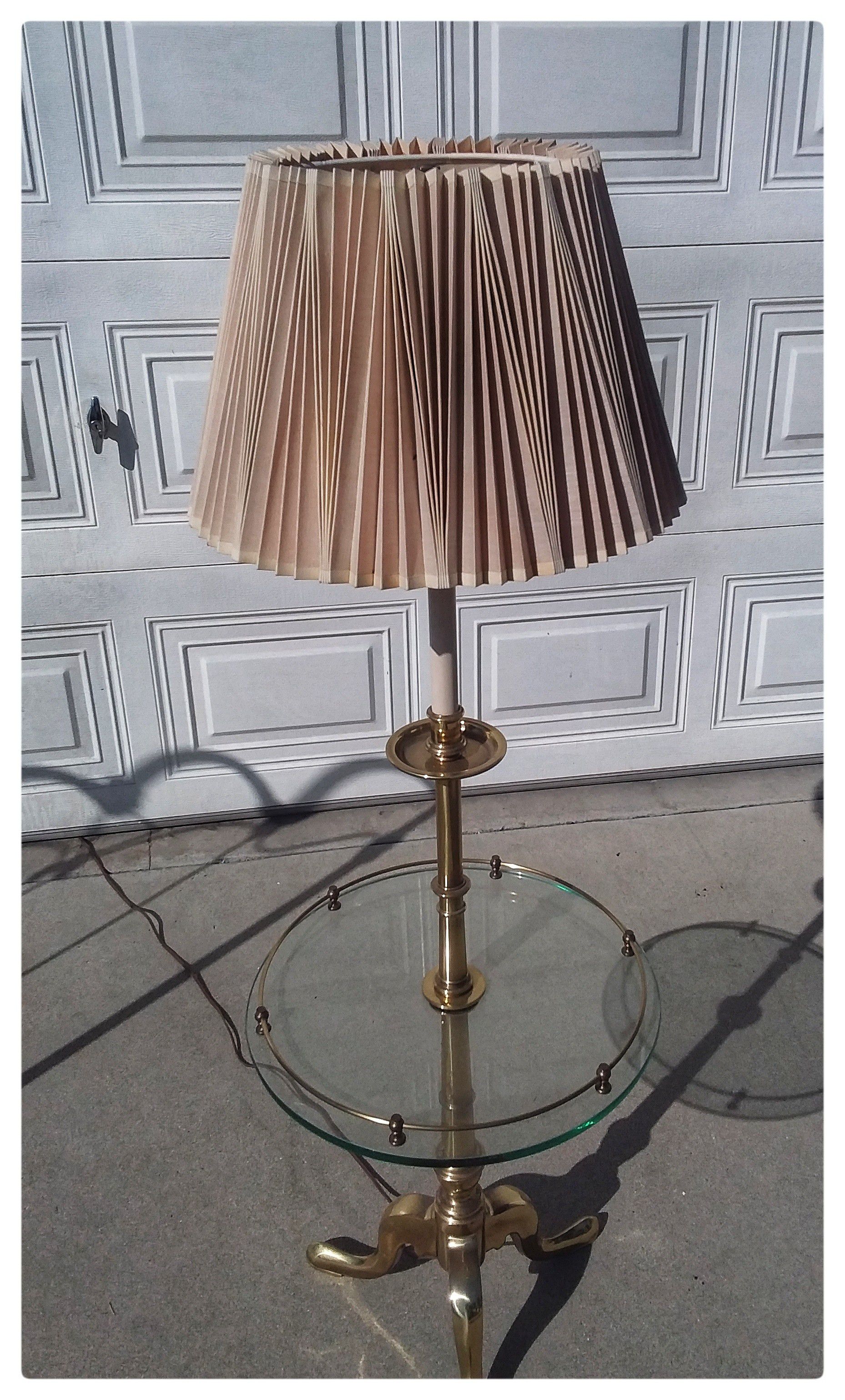 Vintage Brass and Glass Stiffel Table Floor Lamp